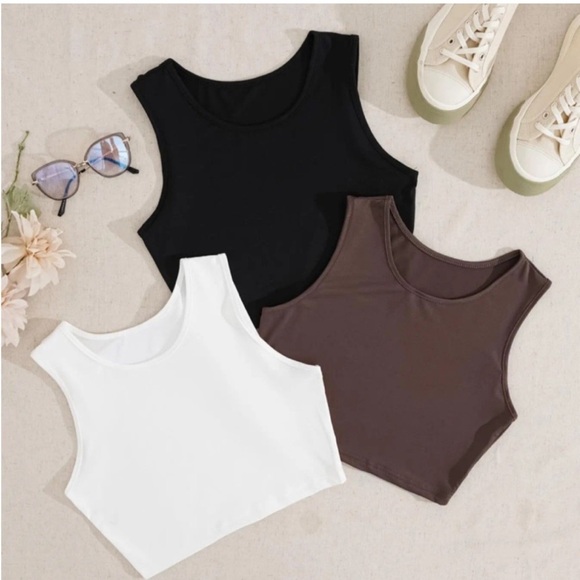 Tops - Women’s 3Pcs Solid Crop Tank Top Size M